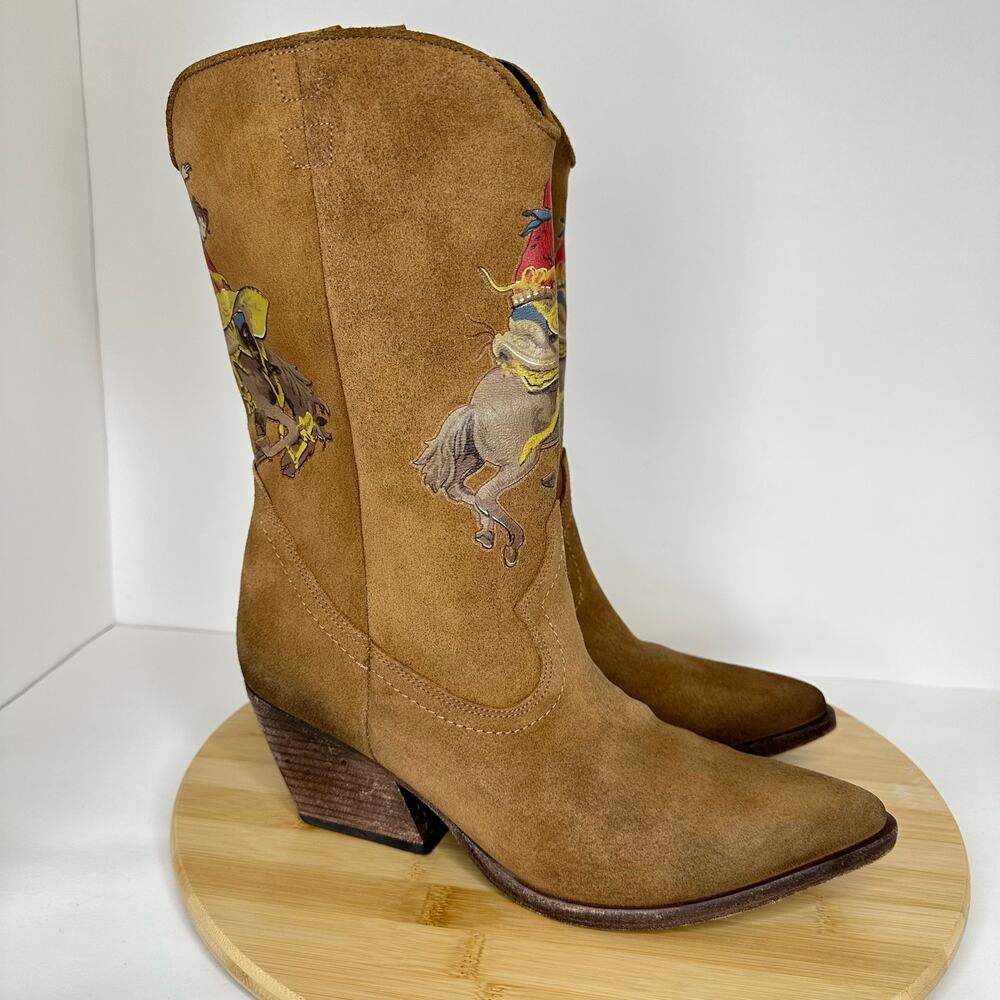 Golo Giddy-Up Western Cowboy Boots Rodeo Bucking Bronco Suede Leather Womens 7